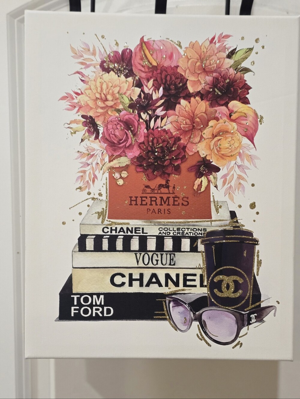Instinct Style Hermes & Chanel Fashion Bookstack Canvas Wall Decor - Picture 3 of 6
